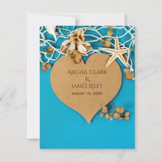 bruin hart en stervisbruiloft kaart (Voorkant)