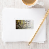 Bruin herfst bos landschap, berken bomen etiket (Insitu)