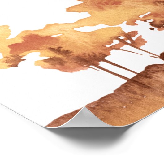 Bruin Herfst Herfstlandschap Bruiloft Zittingkaart Poster (Hoek)