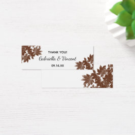 Bruin Herfst Leaf Stamp Wedding for Label Mini Visitekaartjes
