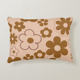 Bruin Herfst Retro Y2K Hippie Bloempatroon Accent Kussen