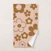 Bruin Herfst Retro Y2K Hippie Bloempatroon Bad Handdoek (Handdoek)
