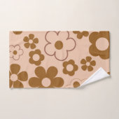 Bruin Herfst Retro Y2K Hippie Bloempatroon Bad Handdoek (Handdoek)
