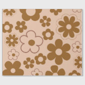 Bruin Herfst Retro Y2K Hippie Bloempatroon Cadeaupapier (Vlak)