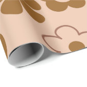 Bruin Herfst Retro Y2K Hippie Bloempatroon Cadeaupapier (Rol Hoek)