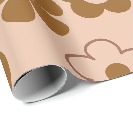 Bruin Herfst Retro Y2K Hippie Bloempatroon Cadeaupapier (Rol Hoek)