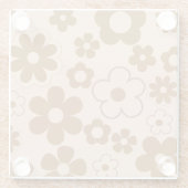 Bruin Herfst Retro Y2K Hippie Bloempatroon Glazen Onderzetter (Achterkant)