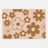 Bruin Herfst Retro Y2K Hippie Bloempatroon Inpakpapier Vel (Voorkant 3)