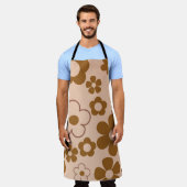 Bruin Herfst Retro Y2K Hippie Bloempatroon Schort (Gedragen)