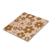 Bruin Herfst Retro Y2K Hippie Bloempatroon Tegeltje (Zijkant)