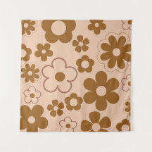 Bruin Herfst Retro Y2K Hippie Bloempatroon