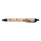 Bruin Herfst Retro Y2K Hippie Bloempatroon Zwarte Inkt Pen (Bodem)