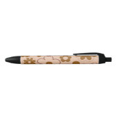 Bruin Herfst Retro Y2K Hippie Bloempatroon Zwarte Inkt Pen (Bovenkant)