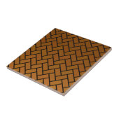 Bruin Herringbone Bricks Tegeltje (Zijkant)