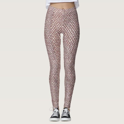Bruin herringbone Pattern Leggings (Voorkant)