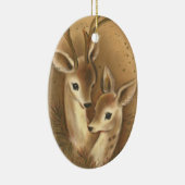 Bruin Herten Paar Gepersonaliseerde Kerstmis Ornam Keramisch Ornament (Rechts)