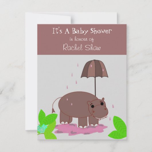 Bruin Hippopotamus Baby shower Kaart (Voorkant)