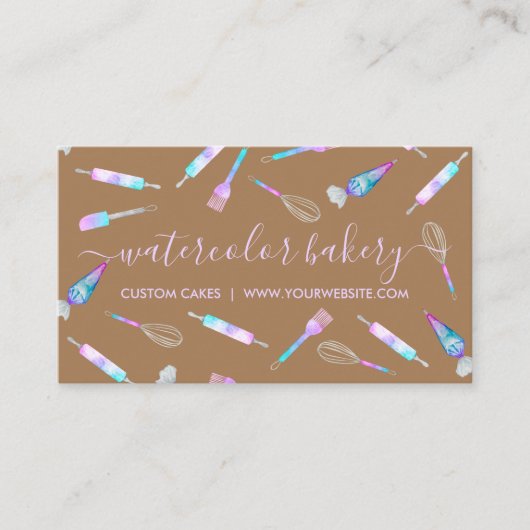 Bruin Hologram Bakkerij Zelfgemaakte Chef Patisser Visitekaartje (Voorkant)