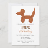 Bruin Hond Ballon Dier Verjaardagsfeest Kaart (Voorkant)