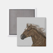 Bruin Horse Head Magnet (Voorkant / Achterkant)