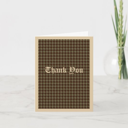 Bruin Houndstooth Mannenpatroon Bedankkaart (Voorkant)