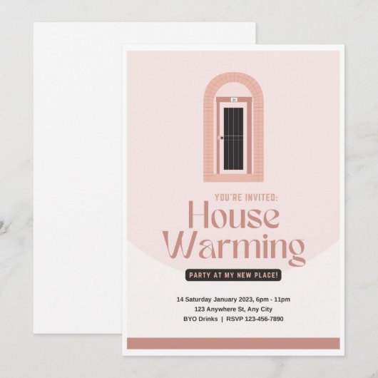 Bruin housewarming Party Uitnodiging, Housewarming Kaart (Voorkant / Achterkant)