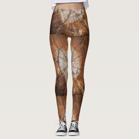 Bruin Hout Abstract Kunst Modern Chic Party | CASU Leggings (Voorkant)