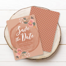 Bruin hout bijtende Floral bespaart de datum