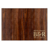 Bruin Hout Bruiloft Monogram Typografie Ontwerp Snijplank (Voorkant)