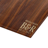 Bruin Hout Bruiloft Monogram Typografie Ontwerp Snijplank (Hoek)