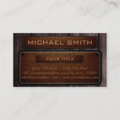 Bruin hout Bruin leder Monogram Visitekaartje (Achterkant)