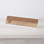 Bruin hout bureau naambordje (Voorkant)