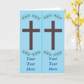 Bruin Hout Cross Jouw tekst Bladwijzer Wenskaarten Kaart (Gele Bloem)