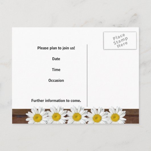Bruin Hout Daisy Chain Foto Bewaar de datum Aankondigingskaart (Achterkant)