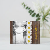 Bruin Hout Daisy Chain Foto Bewaar de datum Aankondigingskaart (Staand voorkant)
