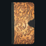 Bruin hout Elegant Carved Floral Design<br><div class="desc">Koel afbeelding van bruin hout gebogen elegante bloemdraden met optioneel zwart accent.</div>