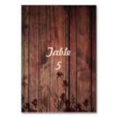 Bruin Hout en Rood Faux Kant Bruiloft Kaart (Voorkant)