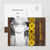 Bruin Hout Geel Zonnebloem Foto Save the Date Aankondigingskaart (Voorkant / Achterkant)