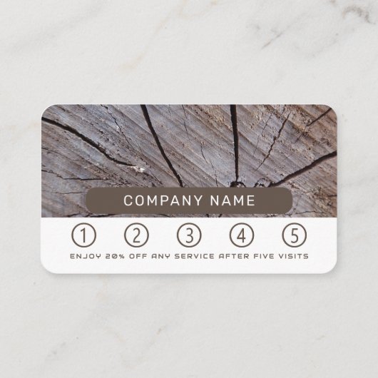 Bruin hout, gekrukt klantenkaartje (Achterkant)