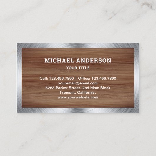 Bruin Hout Grain Beton Mixer Cement Truck Visitekaartje (Achterkant)