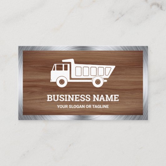 Bruin Hout Grain Bouw Hauling Dump Truck Visitekaartje (Voorkant)