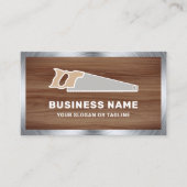 Bruin Hout Grain Steel Hand Saw Handyman Carpenter Visitekaartje (Voorkant)
