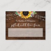 Bruin hout Licht Zonnebloemdisplay Vrijgezellenfee Informatiekaartje (Achterkant)