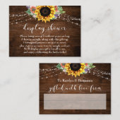Bruin hout Licht Zonnebloemdisplay Vrijgezellenfee Informatiekaartje (Voorkant / Achterkant)