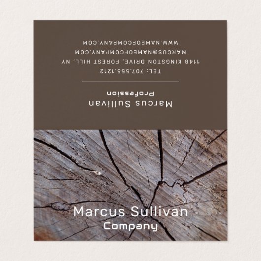 Bruin hout met dubbele loyaliteit visitekaartje (Buitenkant ongevouwen)