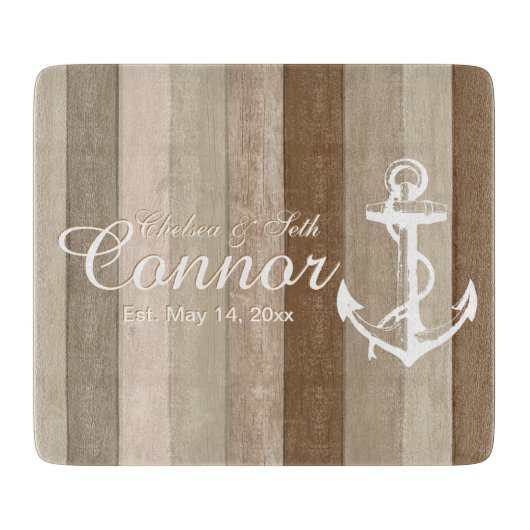 Bruin hout Nautische strips en snijvlak voor anker Snijplank (Voorkant)