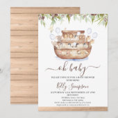 Bruin Hout Olijven Noah's Ark Boys Baby shower Kaart (Voorkant / Achterkant)