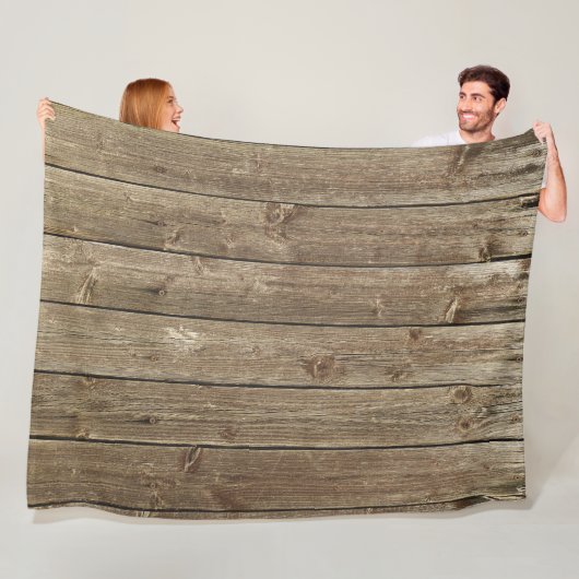 Bruin hout Patroon Handsome Rustic Fleece Deken (In situ)