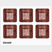 Bruin hout QR-code Vierkante Sticker (Vel)