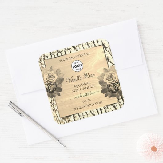 Bruin hout Rozen Etiketten Logo (Envelop)